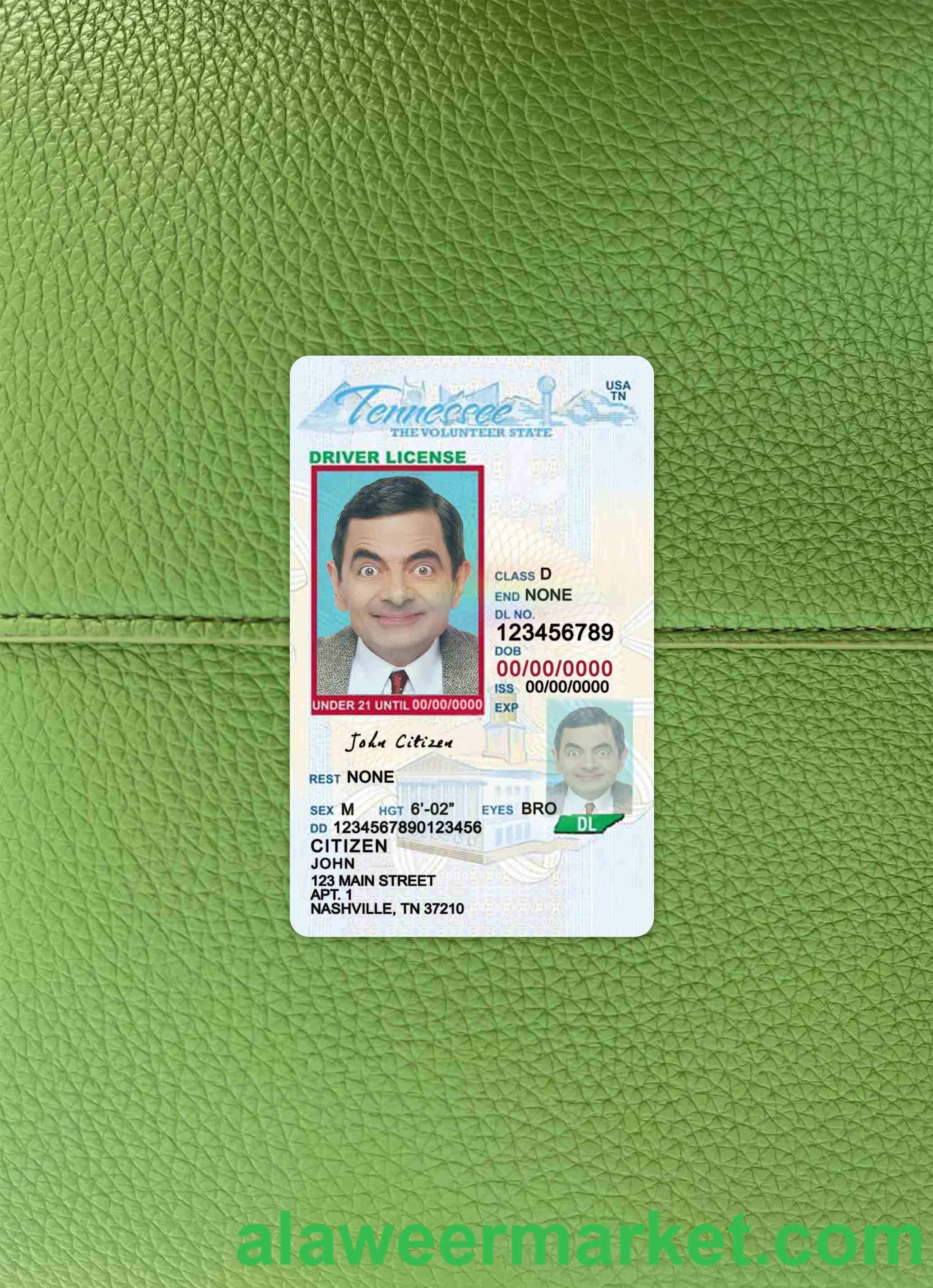 USA Tennessee driving license under 21 photolook FRONT